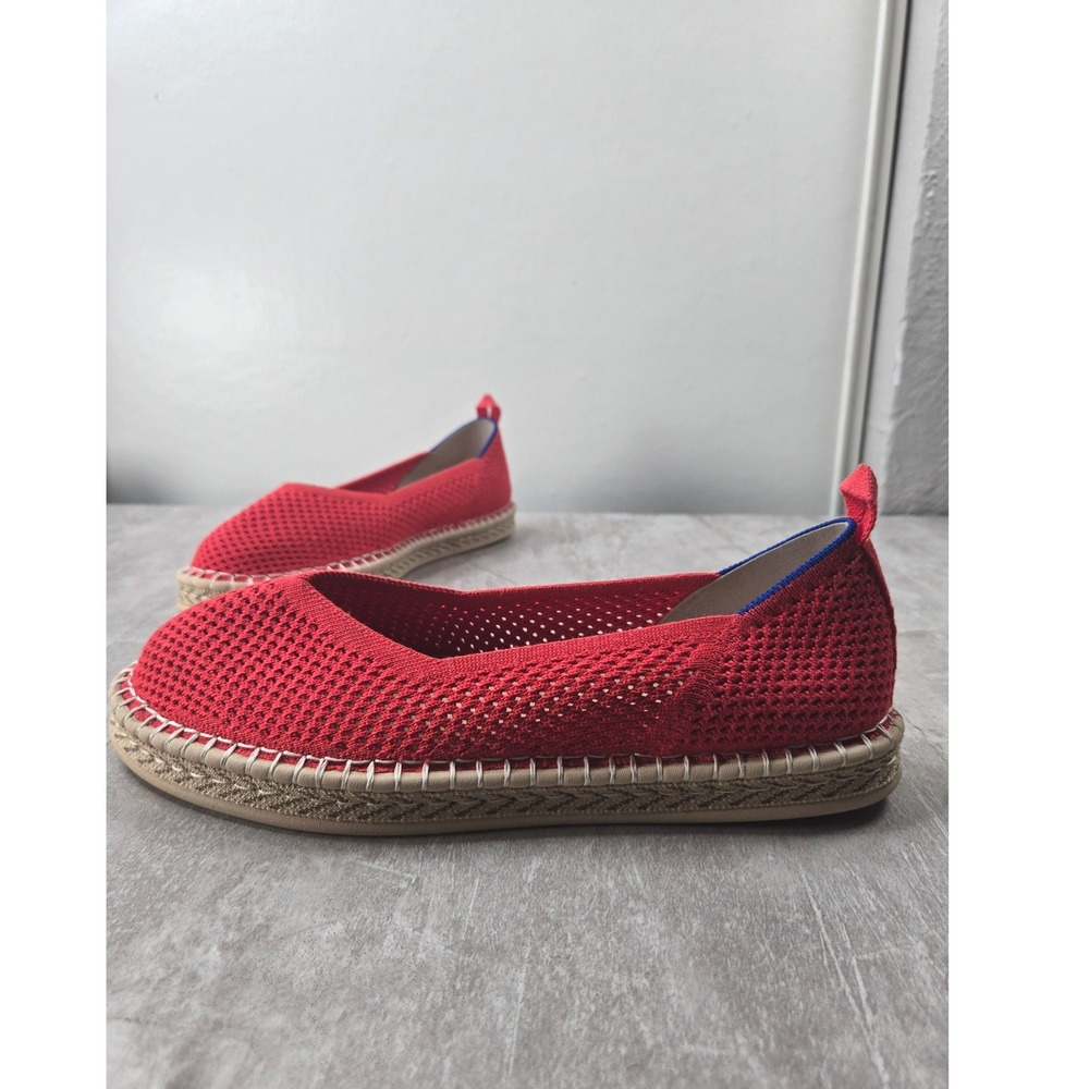 Rothy's The Espadrille Flat Shoes Sz 10 Vibrant Red Knit Casual Comfort Slip On